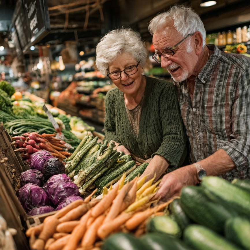 Літня жінка готує здорову їжу